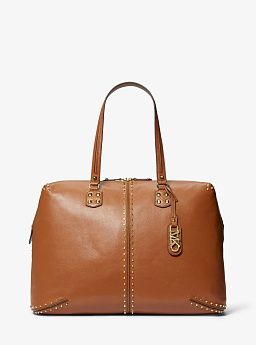 Astor Extra-Large Studded Leather Weekender Bag