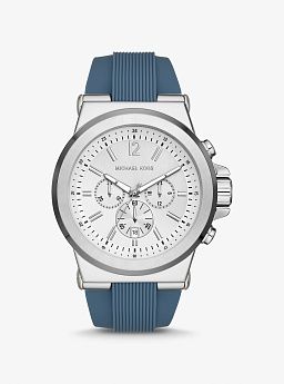 Oversized Dylan Silver-Tone and Silicone Watch
