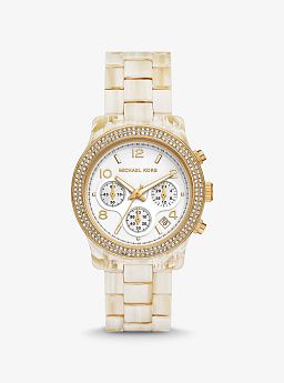 Runway Pavé Gold-Tone and Acetate Watch