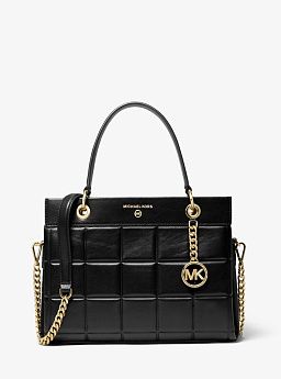 MICHAEL KORS CLEO SMALL SAFFIANO LEATHER SATCHEL (LUGGAGE)