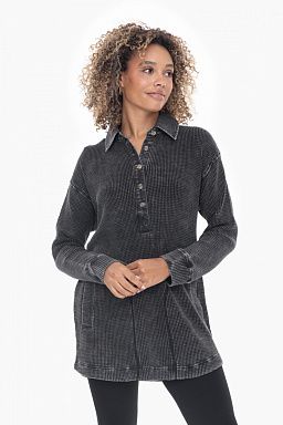 Cotton Mineral Wash Waffle Knit Tunic