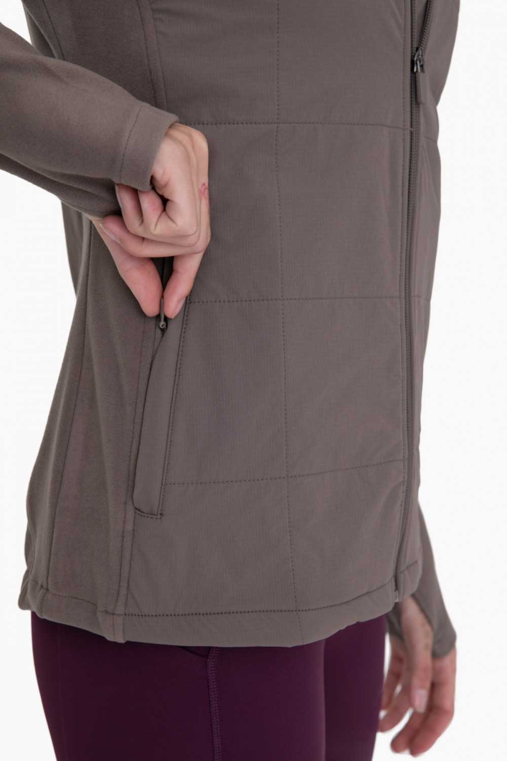 Mono B Zip Up Jacket Textured Fleece Hybrid 