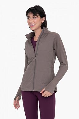 Mono B Zip Up Jacket Textured Fleece Hybrid 