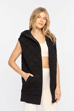 Quilted Fleece Hooded Black