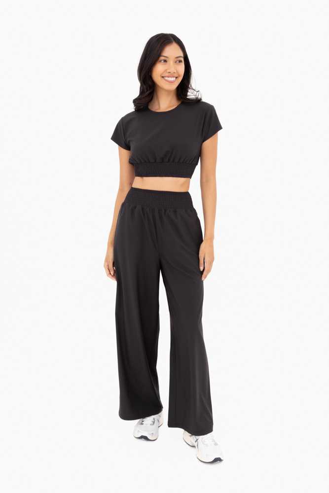 Bristol 4WAY STRETCH RIBBED PANTS 黒　L Tall Black Embroidered Interlock Rib Joggers | Tall