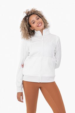 Mono B Ivory Fleece Hybrid Zip Up Jacket